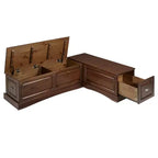 Juego de comedor de rincón en forma de L Colby de 3 piezas con banco sin respaldo, color marrón - Linon: Estructura de madera, 5 asientos, base de caballete
