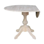 Mesa de comedor redonda con tablero abatible Blake de 42 pulgadas sin acabado - International Concepts: Compacta, con base de pedestal