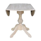 Mesa de comedor redonda con tablero abatible Blake de 42 pulgadas sin acabado - International Concepts: Compacta, con base de pedestal