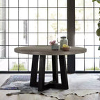 Mesa de comedor redonda de hormigón y acacia Manchester Modern, gris - Armen Living