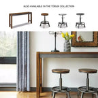 Mesa de comedor a la altura del mostrador Torjin de Signature Design by Ashley, color marrón: estilo industrial urbano, metal pavonado envejecido, 3 plazas