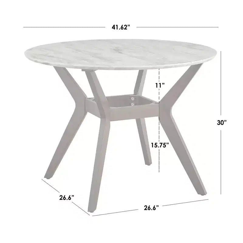 Juego de comedor redondo de 3 piezas Buylateral Saville moderno de mediados de siglo con imitación de mármol Nogal/Gris