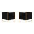 Juego de 2 sillas decorativas Trillium de terciopelo negras - Manhattan Comfort: Acabado dorado, no requiere montaje
