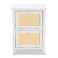 Sariah Wood Rattan 2 Door Nightstand White - Baxton Studio