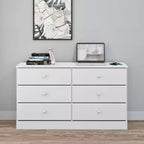 Cómoda doble de 6 cajones Prepac Astrid de 26.85 pulgadas para dormitorio, cómoda ancha, muebles de dormitorio, color blanco