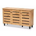 Gisela Wood 3 Door Cabinet Oak Brown/Black - Baxton Studio: Nautical Style, 6 Fixed Shelves, Wood Frame