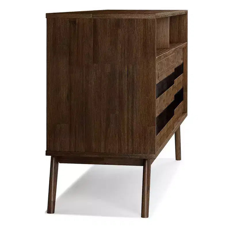 Mueble de TV Wright para televisores de hasta 60 pulgadas, rústico, marrón envejecido natural - WyndenHall: Madera de acacia, gestión de cables, estantes ajustables