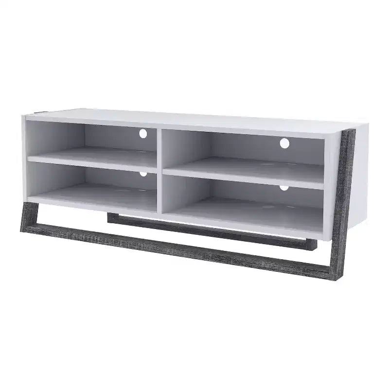 Soporte para TV grande miBasics Etteridge de 4 estantes para televisores de hasta 68" gris: estilo de transición, acabado de dos tonos, herrajes de metal
