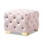 Baxton Studio Otomana Avara de terciopelo con botones capitoné, rosa