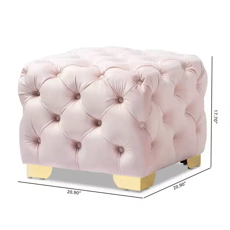 Baxton Studio Otomana Avara de terciopelo con botones capitoné, rosa