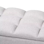 Banqueta de almacenamiento otomana de madera acabada en gris beige Brette - Baxton Studio: moderna de mediados de siglo, capitoné, estructura de madera de caucho, capacidad de 113 kg
