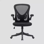 Silla de oficina Techni Mobili Task de malla con brazos plegables, color negro - Techni Mobili: ergonómica, ajustable, giratoria, estructura de nailon