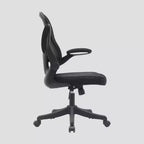 Silla de oficina Techni Mobili Task de malla con brazos plegables, color negro - Techni Mobili: ergonómica, ajustable, giratoria, estructura de nailon