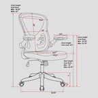 Silla de oficina Techni Mobili Task de malla con brazos plegables, color negro - Techni Mobili: ergonómica, ajustable, giratoria, estructura de nailon