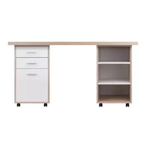 3pc Kenner Set Modular Desk with 2 Drawer & 3 Shelves Reclaimed Wood - Winsome