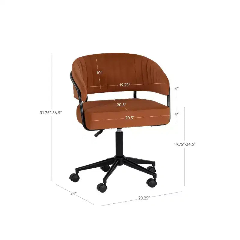 Silla de oficina Prestwick de Linon, color caramelo