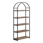 72" Haven Wood and Metal 5 Shelf Arch Bookshelf Reclaimed Oak/Matte Black - Nathan James