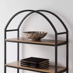 Estantería de arco Nathan James Haven de madera y metal de 5 estantes de 72" en roble recuperado/negro mate