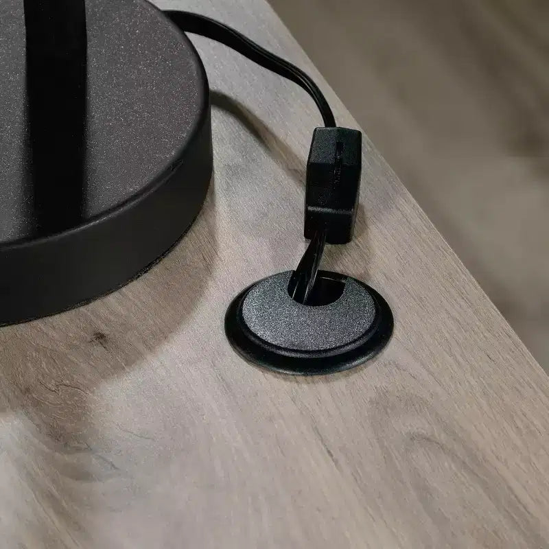 Escritorio en forma de L Sauder Summit Station de Roble Laurel: Muebles de oficina en casa con archivador y gestión de cables