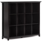 WyndenHall 48" Halifax 12 Cube Storage Bookcase Hickory Brown: Transitional Style, Pine & Plywood Frame, Fixed Shelves