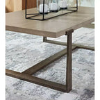 Mesa de centro Dalenville Negro Metálico/Gris/Marrón/Beige - Signature Design by Ashley: Base de caballete, Acabado envejecido
