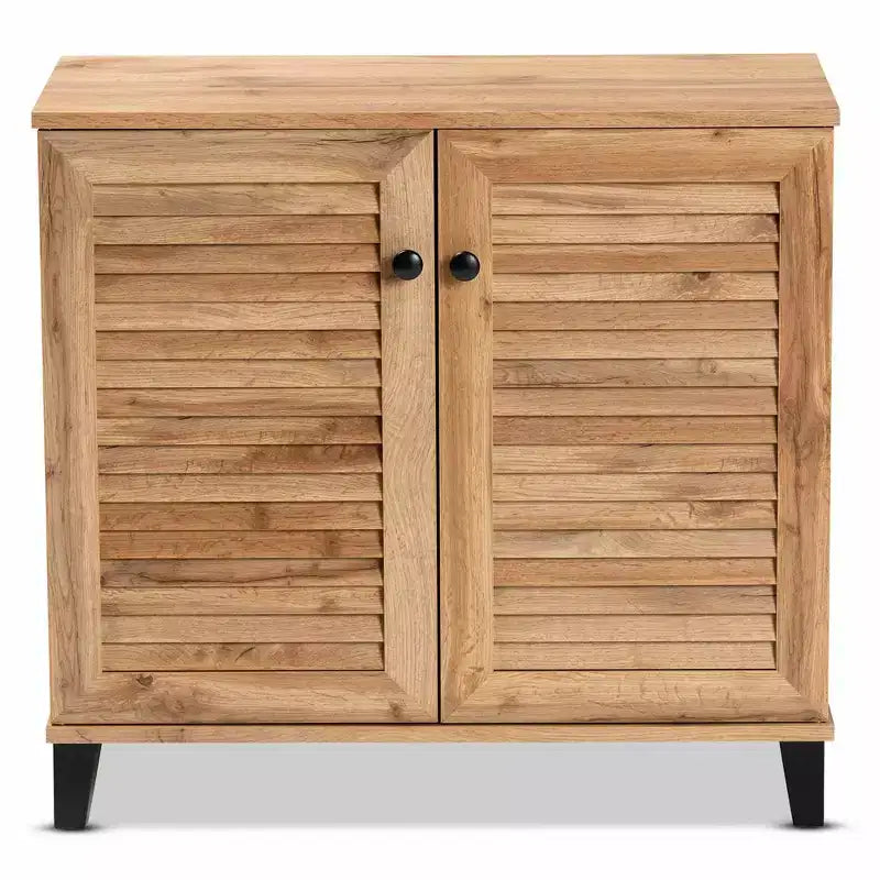 Coolidge Wood Mueble Archivador de 2 Puertas de Roble Marrón - Baxton Studio: Estilo Náutico, 4 Estantes Fijos, Marco de Madera