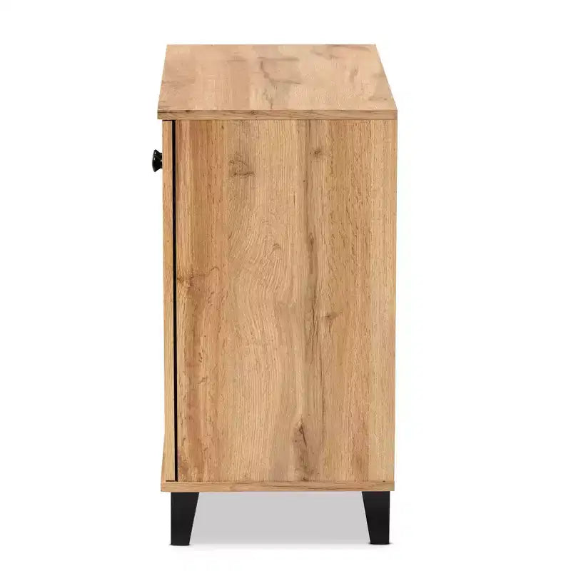 Coolidge Wood Mueble Archivador de 2 Puertas de Roble Marrón - Baxton Studio: Estilo Náutico, 4 Estantes Fijos, Marco de Madera