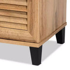 Coolidge Wood Mueble Archivador de 2 Puertas de Roble Marrón - Baxton Studio: Estilo Náutico, 4 Estantes Fijos, Marco de Madera