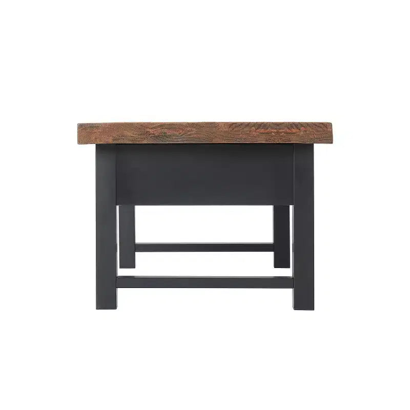 Mesa de centro Pomona de 42": Almacenamiento rústico con tapa elevable, madera de pino envejecida, estilo industrial, estructura negra
