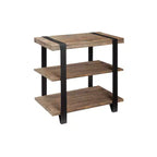 Mesa auxiliar de 27 pulgadas Modesto con 2 estantes y correa de metal, madera - Alaterre Furniture: Diseño rústico industrial, estructura negra