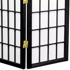 Pantalla Shoji de 2 pies de altura para escritorio con paneles tipo ventana - Negro (6 paneles) - Muebles Orientales