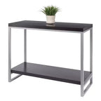 Mesa Consola Jared, Tubo de Acero Esmaltado - Espresso Oscuro - Winsome: Acento para Entrada, Estante Inferior de Almacenamiento