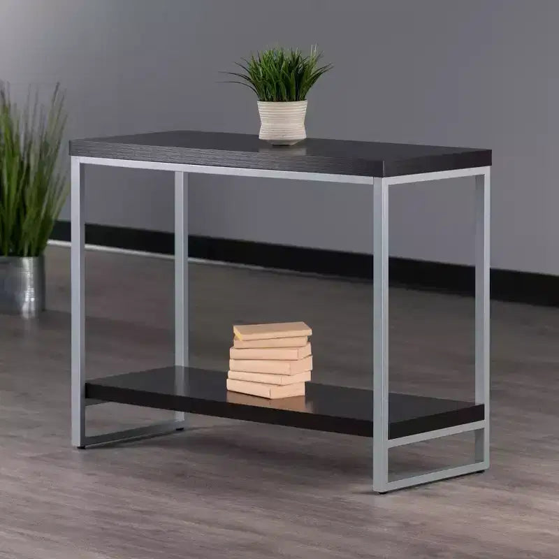 Mesa Consola Jared, Tubo de Acero Esmaltado - Espresso Oscuro - Winsome: Acento para Entrada, Estante Inferior de Almacenamiento