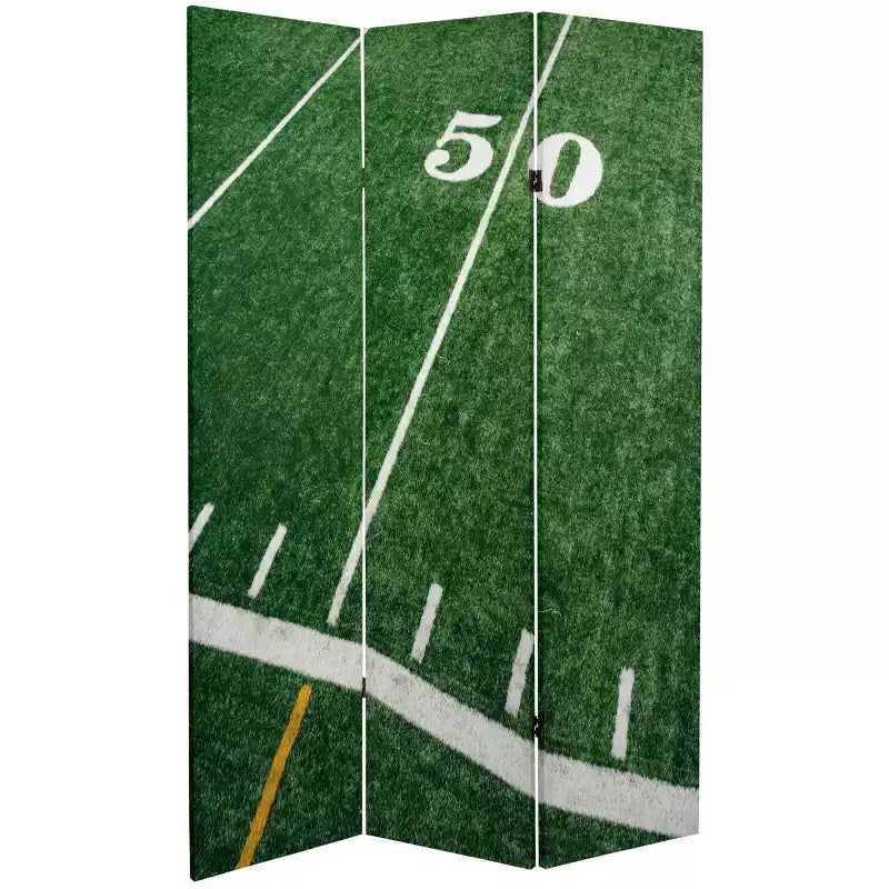 Oriental Furniture Divisor de habitación de lona de fútbol de doble cara de 6 pies de alto: decoración temática deportiva, no requiere ensamblaje, pantalla portátil