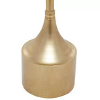 Mesa auxiliar de pedestal contemporánea de metal y mármol dorado - Olivia & May