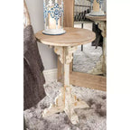 Mesa auxiliar de abeto chino estilo casa de campo gris - Olivia y May: Pedestal, Uso en interiores, Forma redonda
