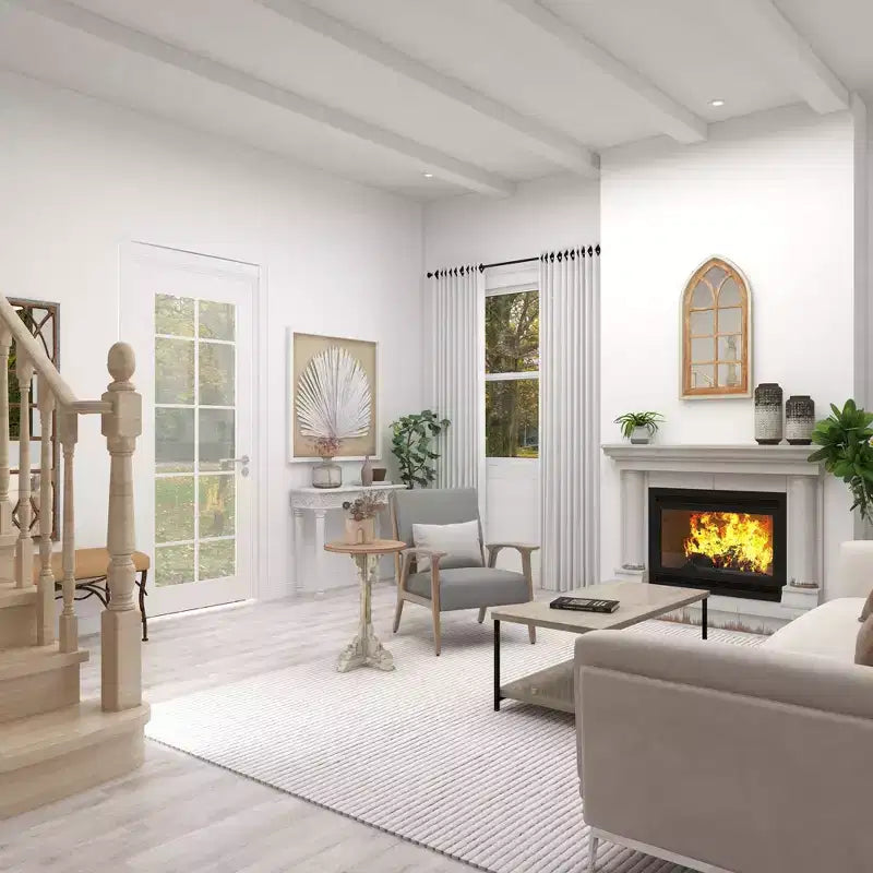 Mesa auxiliar de abeto chino estilo casa de campo gris - Olivia y May: Pedestal, Uso en interiores, Forma redonda