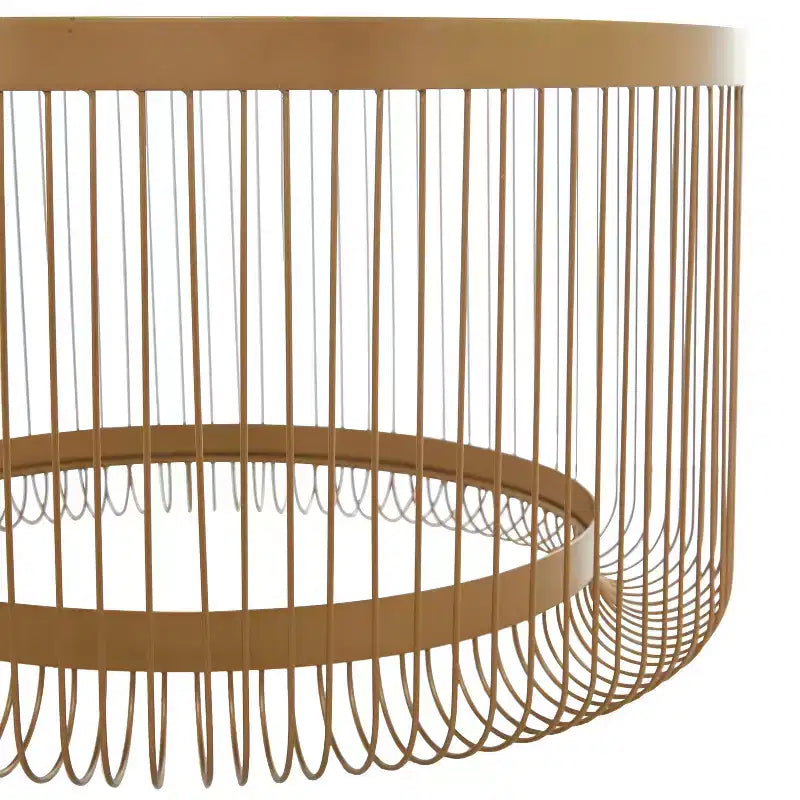 Mesa de centro contemporánea de metal dorado con espejo - Olivia y May