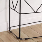 Mesa de sofá rectangular Drixol Nogal - miBasics: Estructura de acero, MDF y chapado de madera, 76,2 cm de alto, perfil estrecho
