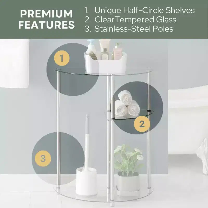 Breighton Home Designs2Go Classic Glass 3 Tier Display Entryway Hall Table de vidrio/cromo
