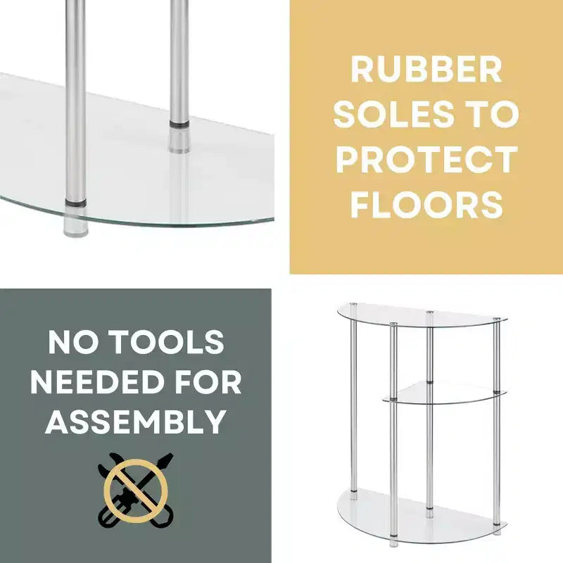Breighton Home Designs2Go Classic Glass 3 Tier Display Entryway Hall Table de vidrio/cromo