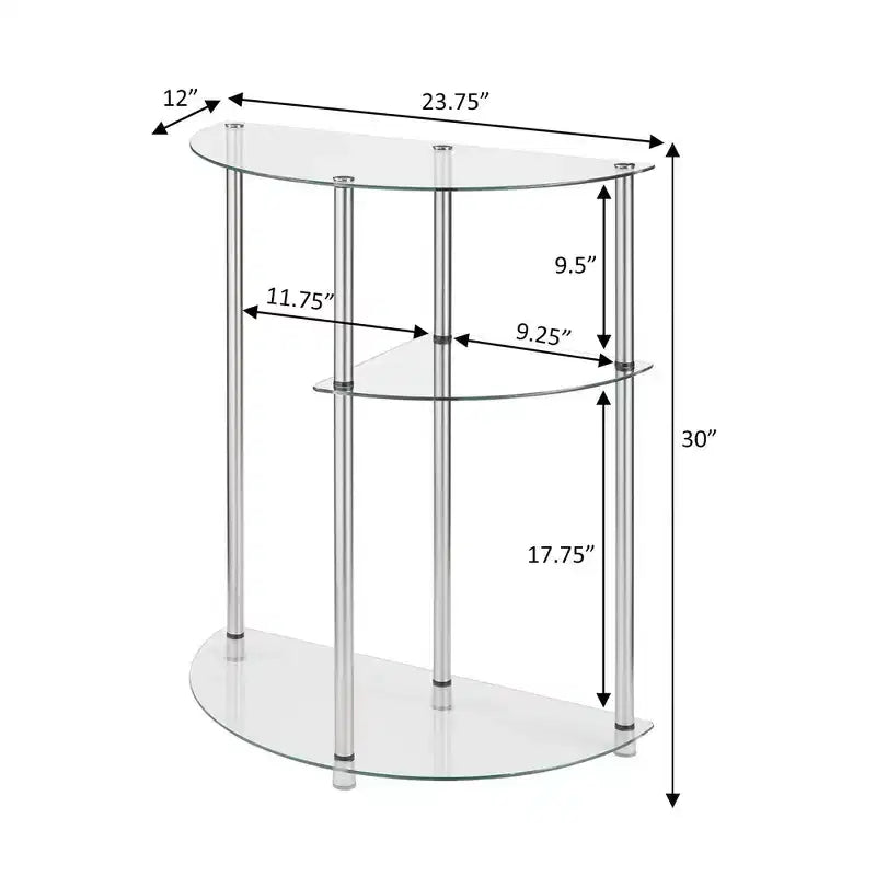 Breighton Home Designs2Go Classic Glass 3 Tier Display Entryway Hall Table de vidrio/cromo