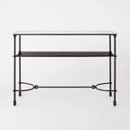 Mesa consola de metal y mármol con estante de mármol de Carrara blanco/bronce oscuro - Threshold™ diseñada con Studio McGee