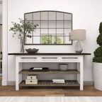 Mesa Consola Rectangular de Madera Estilo Casa de Campo Blanca - Olivia & May