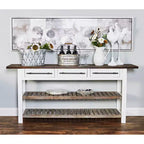 Mesa Consola Rectangular de Madera Estilo Casa de Campo Blanca - Olivia & May
