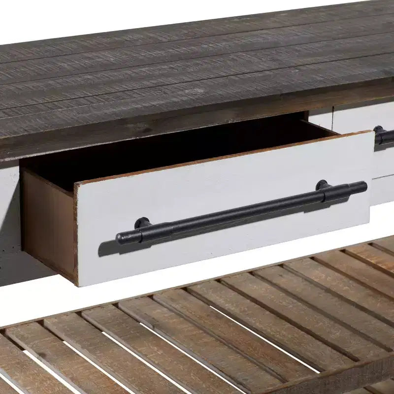 Mesa Consola Rectangular de Madera Estilo Casa de Campo Blanca - Olivia & May