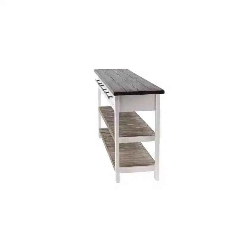 Mesa Consola Rectangular de Madera Estilo Casa de Campo Blanca - Olivia & May