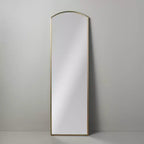 Arched 19"x64" Rectangular Metal Leaning Floor Mirror Brass - Hearth & Hand™ with Magnolia
