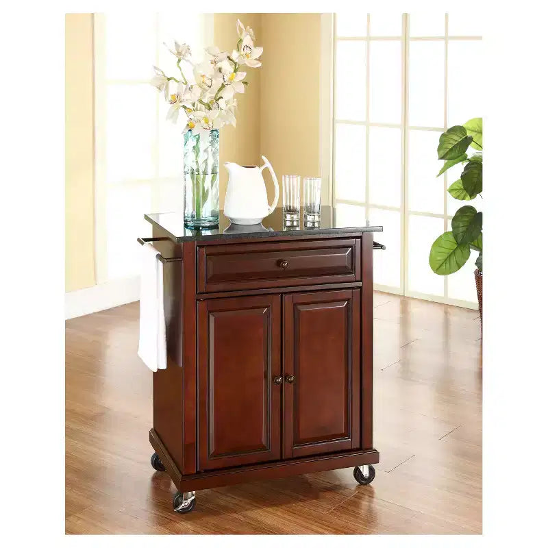 Carrito/Isla de cocina portátil Crosley con superficie de granito negro sólido
