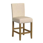 Taburete de bar tapizado de 24" de altura para mostrador con tachuelas - HomePop